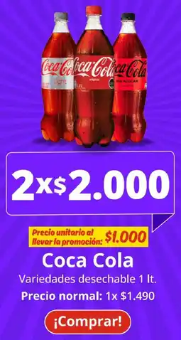 Unimarc Coca cola variedades desechable oferta