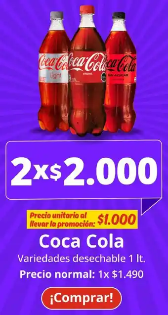 Unimarc Coca cola variedades desechable oferta
