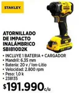 Construmart Stanley atornillado de impacto inalámbrico oferta