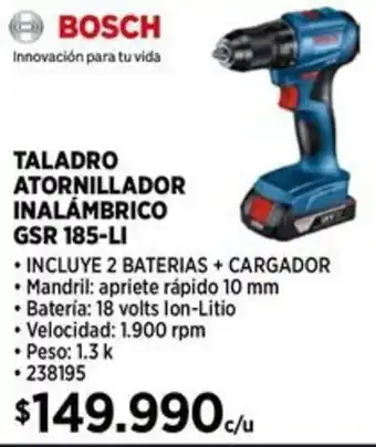 Construmart Bosch taladro atornillador inalámbrico oferta