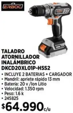 Construmart Erboc taladro atornillador inalámbrico oferta