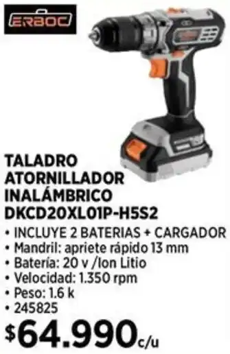 Construmart Erboc taladro atornillador inalámbrico oferta