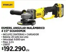 Construmart Stanley esmeril angular inalámbrico 4 1/2" oferta