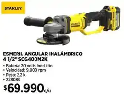 Construmart Stanley esmeril angular inalámbrico 4 1/2" oferta