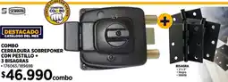 Construmart Scanavini combo cerradura sobreponer con pestillo + 3 bisagras oferta