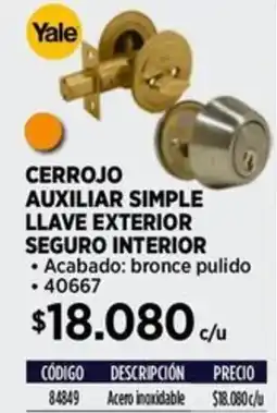 Construmart Yale cerrojo auxiliar simple oferta