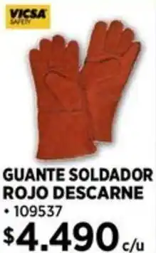 Construmart Vicsa guante soldador rojo descarne oferta