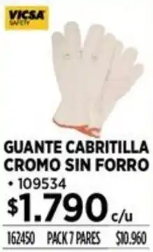 Construmart Vicsa safety guante cabritilla guante cromo sin forro oferta