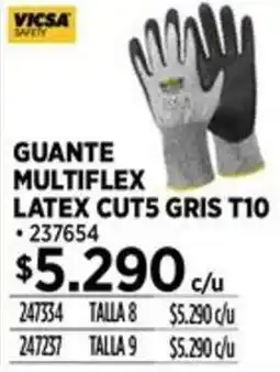 Construmart Vicsa safety guante multiflex latex cuts gris T10 oferta