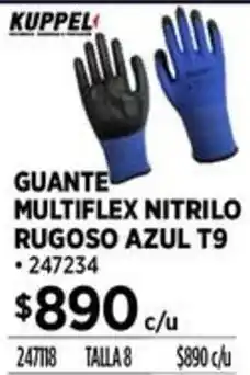 Construmart Kuppel guante multiflex nitrilo rugoso azul T9 oferta