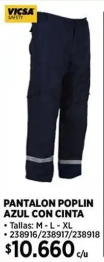 Construmart Vicsa safety pantalon poplin azul con cinta oferta