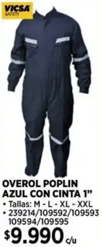 Construmart Vicsa safety overol poplin azul con cinta 1" oferta