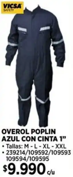 Construmart Vicsa safety overol poplin azul con cinta 1" oferta
