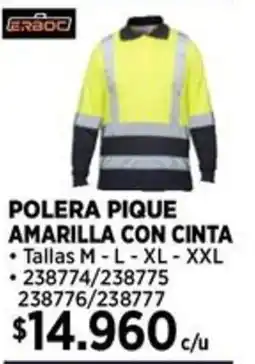 Construmart Erboc polera pique amarilla con cinta oferta