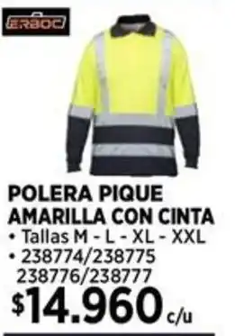 Construmart Erboc polera pique amarilla con cinta oferta