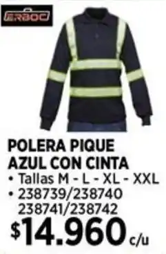 Construmart Erboc polera pique azul con cinta oferta