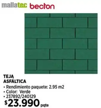 Construmart Mallater becton teja asfaltica oferta
