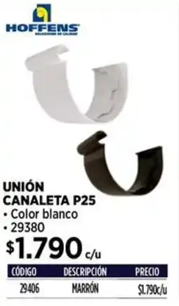 Construmart Hoffens unión canaleta P25 oferta