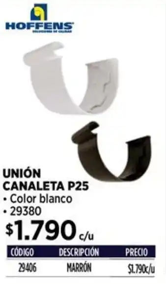 Construmart Hoffens unión canaleta P25 oferta