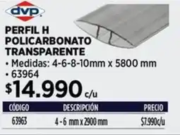 Construmart Perfil H policarbonato transparente oferta