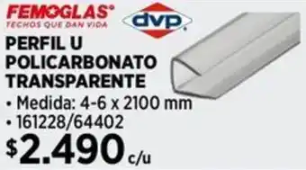 Construmart Femoglas perfil u policarbonato transparente oferta