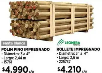 Construmart Santa blanca polin pino impregnado oferta