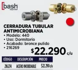Construmart Bash cerradura tubular antimicrobiana oferta