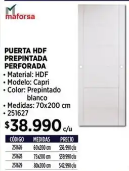 Construmart Maforsa puerta hdf prepintada perforada oferta