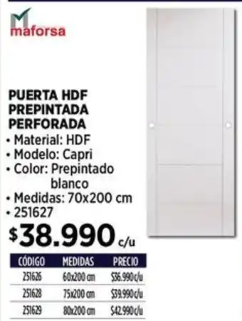 Construmart Maforsa puerta hdf prepintada perforada oferta