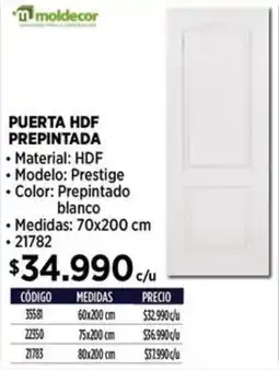Construmart Moldecor puerta hdf prepintada oferta