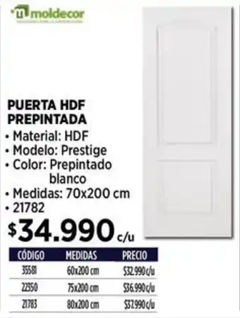 Construmart Moldecor puerta hdf prepintada oferta