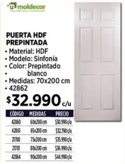 Construmart Moldecor puerta hdf prepintada oferta