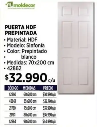 Construmart Moldecor puerta hdf prepintada oferta