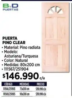 Construmart Byd puertas puerta pino clear oferta