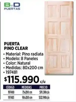 Construmart Byd puertas puerta pino clear oferta