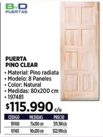 Construmart Byd puertas puerta pino clear oferta