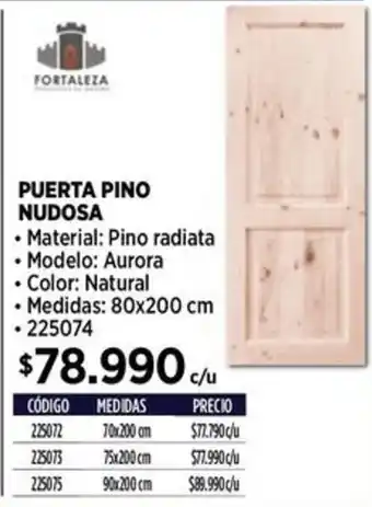 Construmart Fortaleza puerta pino nudosa oferta