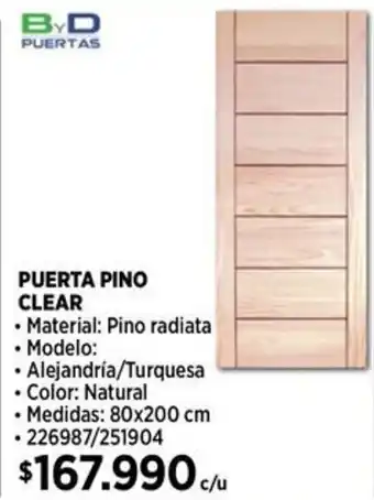Construmart Byd puertas puerta pino clear oferta