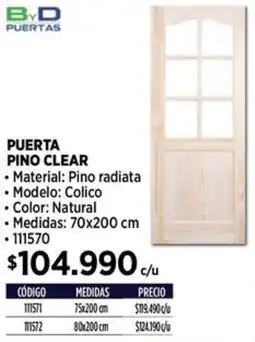 Construmart Byd puertas puerta pino clear oferta
