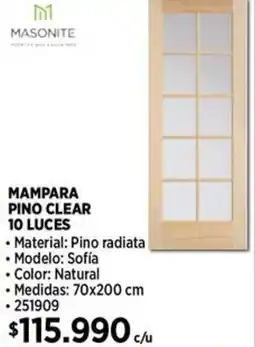 Construmart Masonite mampara pino clear oferta