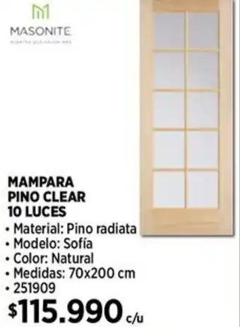 Construmart Masonite mampara pino clear oferta