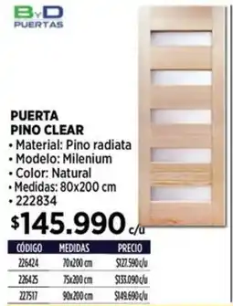 Construmart Byd puertas puerta pino clear oferta
