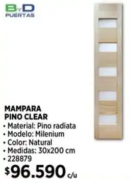 Construmart Byd puertas mampara pino clear oferta