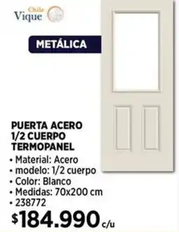 Construmart Chile vique metálica puerta acero 1/2 cuerpo termopanel oferta