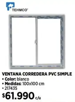 Construmart Tehmco ventana corredera pvc simple oferta