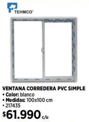 Construmart Tehmco ventana corredera pvc simple oferta