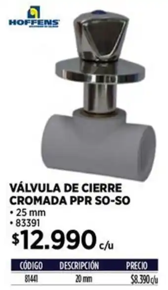 Construmart Hoffens válvula de cierre cromada ppr so-so oferta