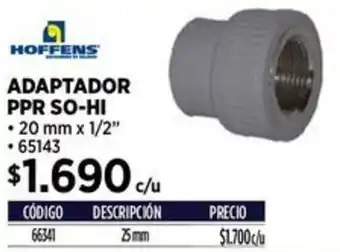 Construmart Hoffens adaptador ppr so-hi oferta