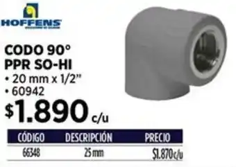 Construmart Hoffens codo 90° ppr so-hi oferta