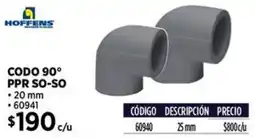 Construmart Hoffens codo 90° ppr so-so oferta